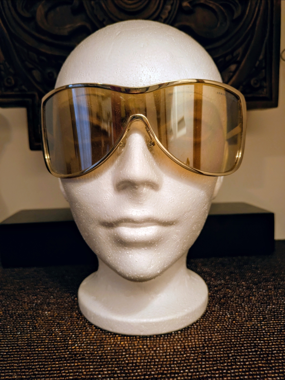 Armani Exchange Y2K Gold-Tinted Shield Sunglasses